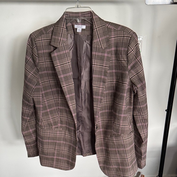 VENUS Pink and Brown Checkered Blazer - Picture 1 of 4